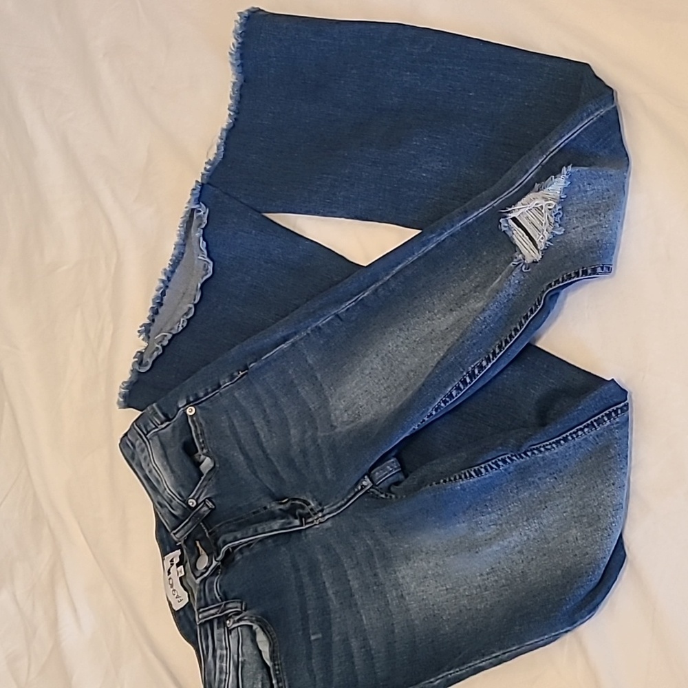 Flare leg high waisted jeans